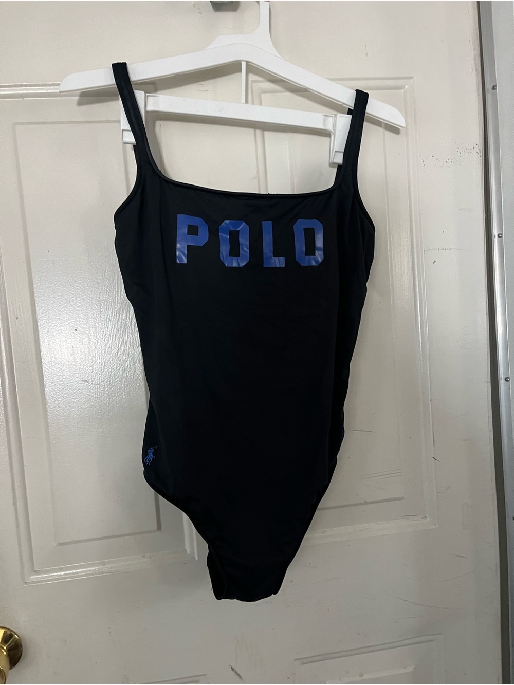 Ralph Lauren Black One-Piece Swimsuit with Blue POLO Logo
